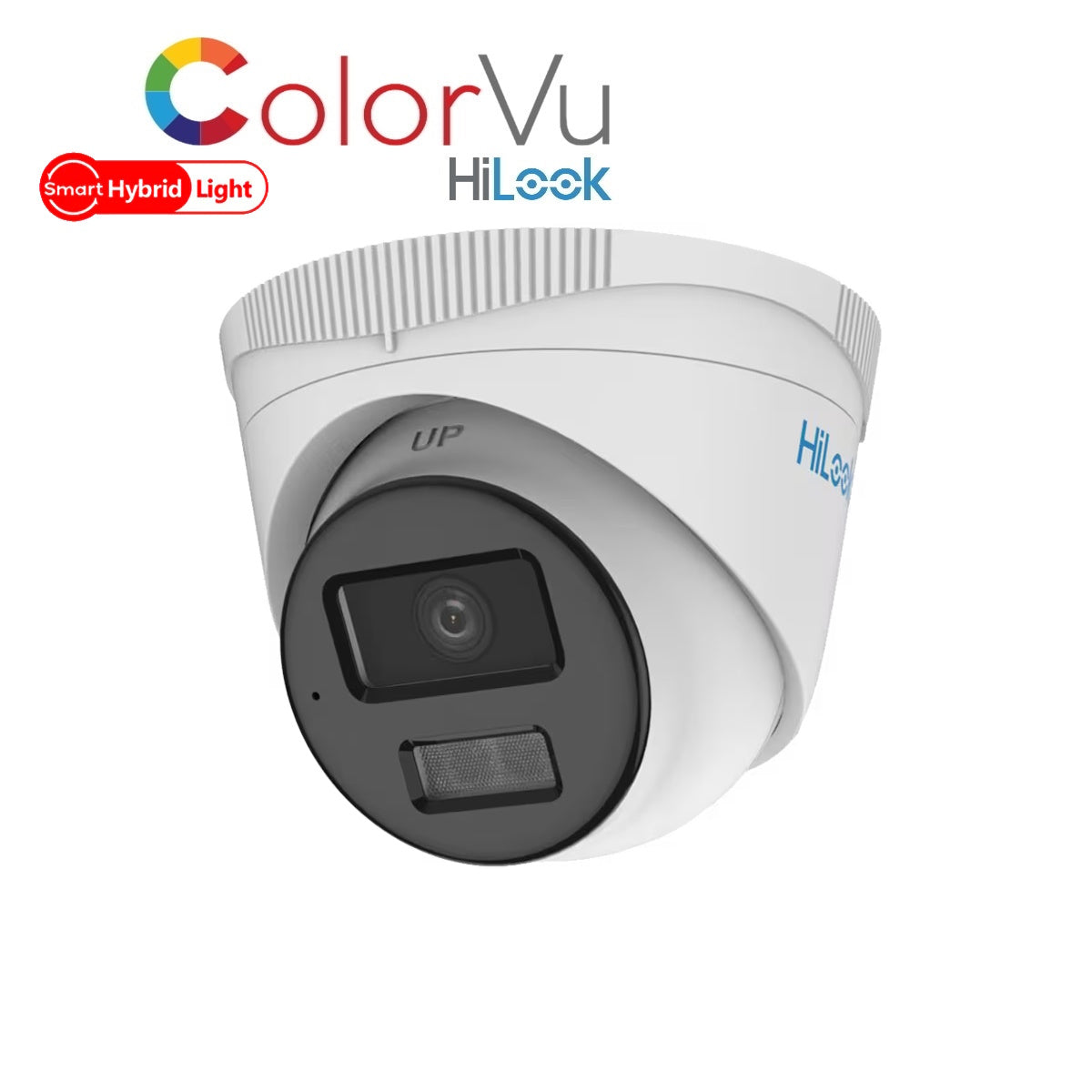 IPC-T249HA-LU 2.8mm HiLook 4MP Hybrid ColorVu & IR IP POE network turret camera with 30m IR & LED, built-in mic
