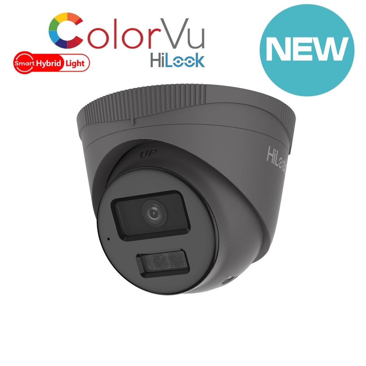 IPC-T249HA-LU 2.8mm HiLook 4MP Hybrid ColorVu & IR IP POE network turret camera with 30m IR & LED, built-in mic
