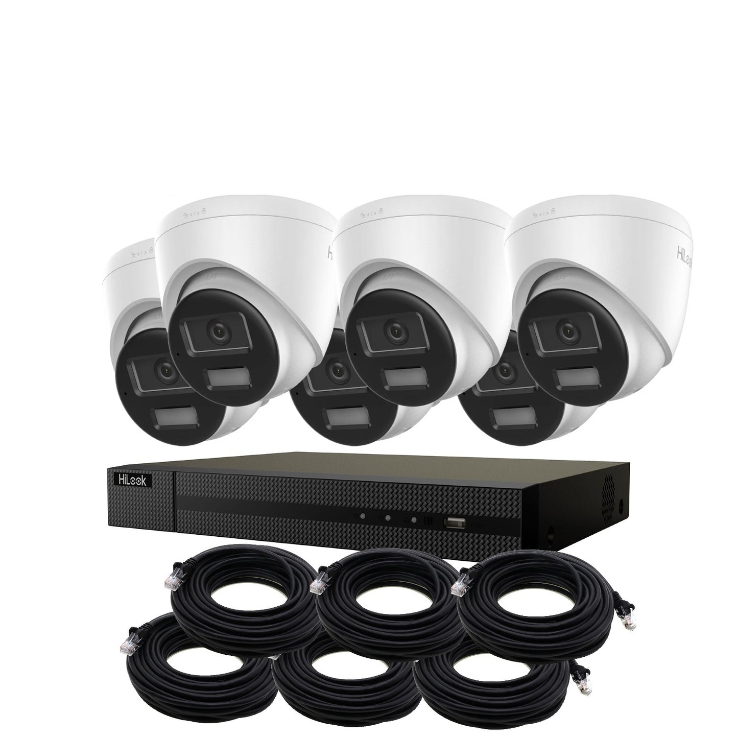 8MP HiLook Hybrid ColorVu IP POE CCTV Kit With 6 Cameras, Two-way Audio, 4TB HDD & Ready Made Cables