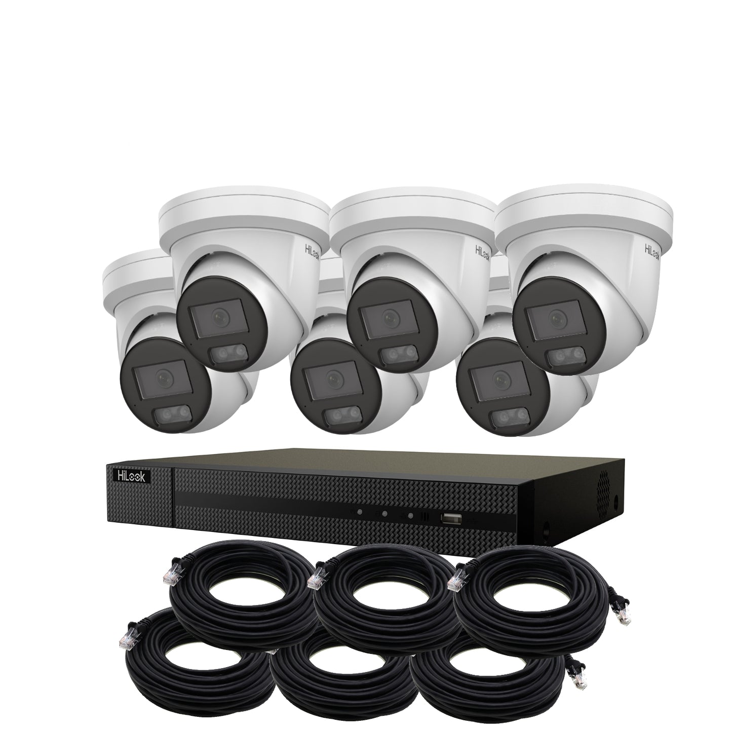 8MP 4K HiLook ColorVu IP POE CCTV Kit with 6 Cameras, Built-in Mic, 4TB HDD & Ready Made Cables