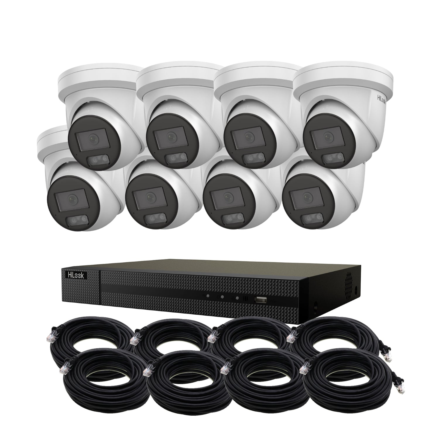 8MP 4K HiLook ColorVu IP POE CCTV Kit with 8 Cameras, 4TB HDD & Ready Made Cables