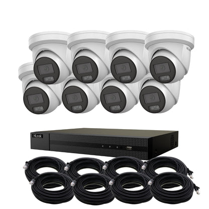 8MP 4K HiLook ColorVu IP POE CCTV Kit with 6 Cameras, Built-in Mic, 4TB HDD & Ready Made Cables