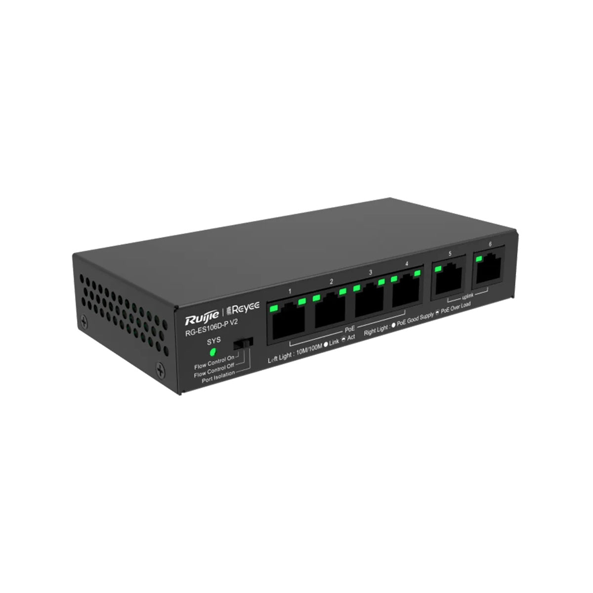RG-ES106D-P Ruijie 4 Port PoE+ 100Mbps Unmanaged Switch +2 x 100Mbps Uplink Ports