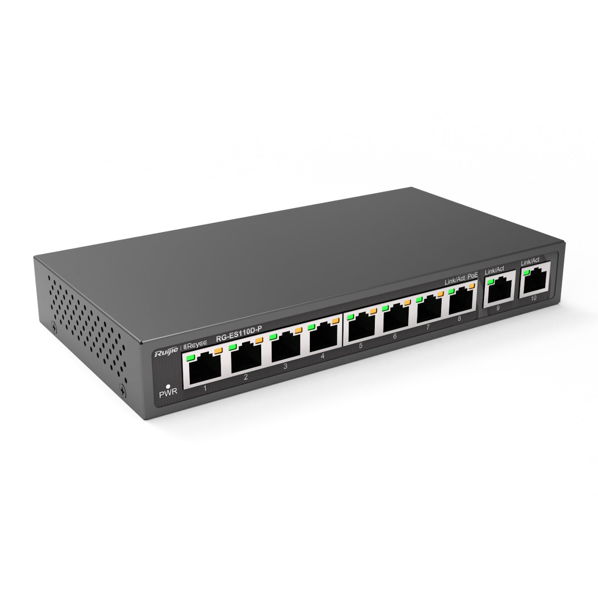 RG-ES110D-P Ruijie 8 Port PoE+ 100Mbps Unmanaged Switch +2 x 1Gbps Uplink Ports