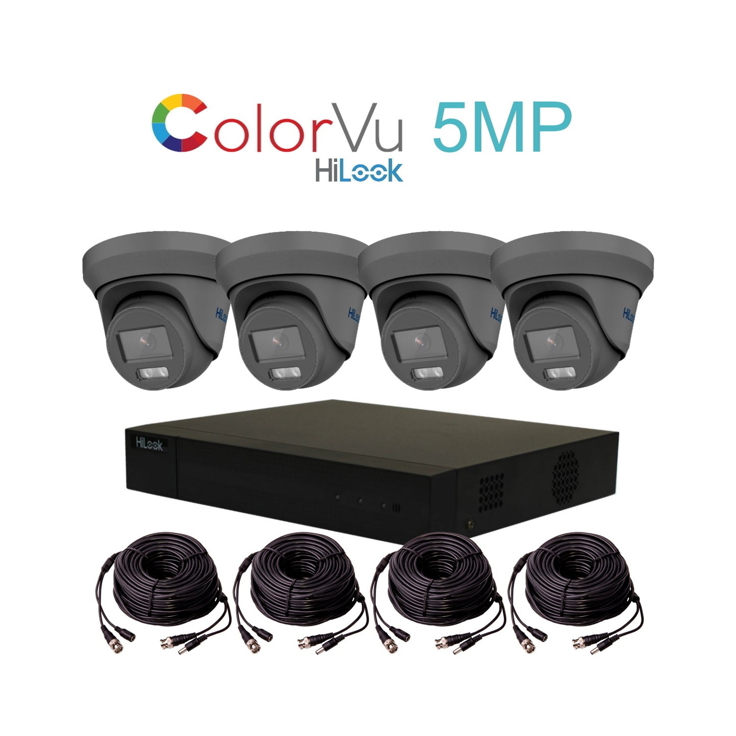 5MP HiLook ColorVu TVI CCTV Kit With 4 Cameras, Built-in Mic, 2TB HDD & Ready Made Cables