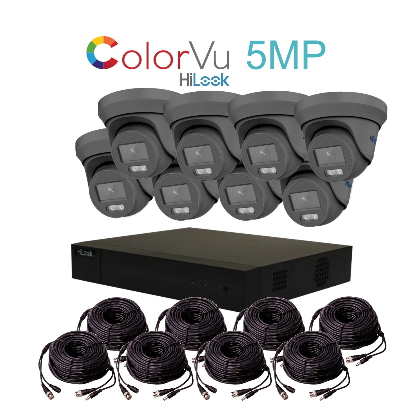 5MP HiLook ColorVu TVI CCTV Kit With 8 Cameras, Built-in Mic, 4TB HDD & Ready Made Cables