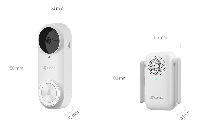 CS-DB2/Pro Ezviz Battery Powered WiFi Video Doorbell Kit with Chime