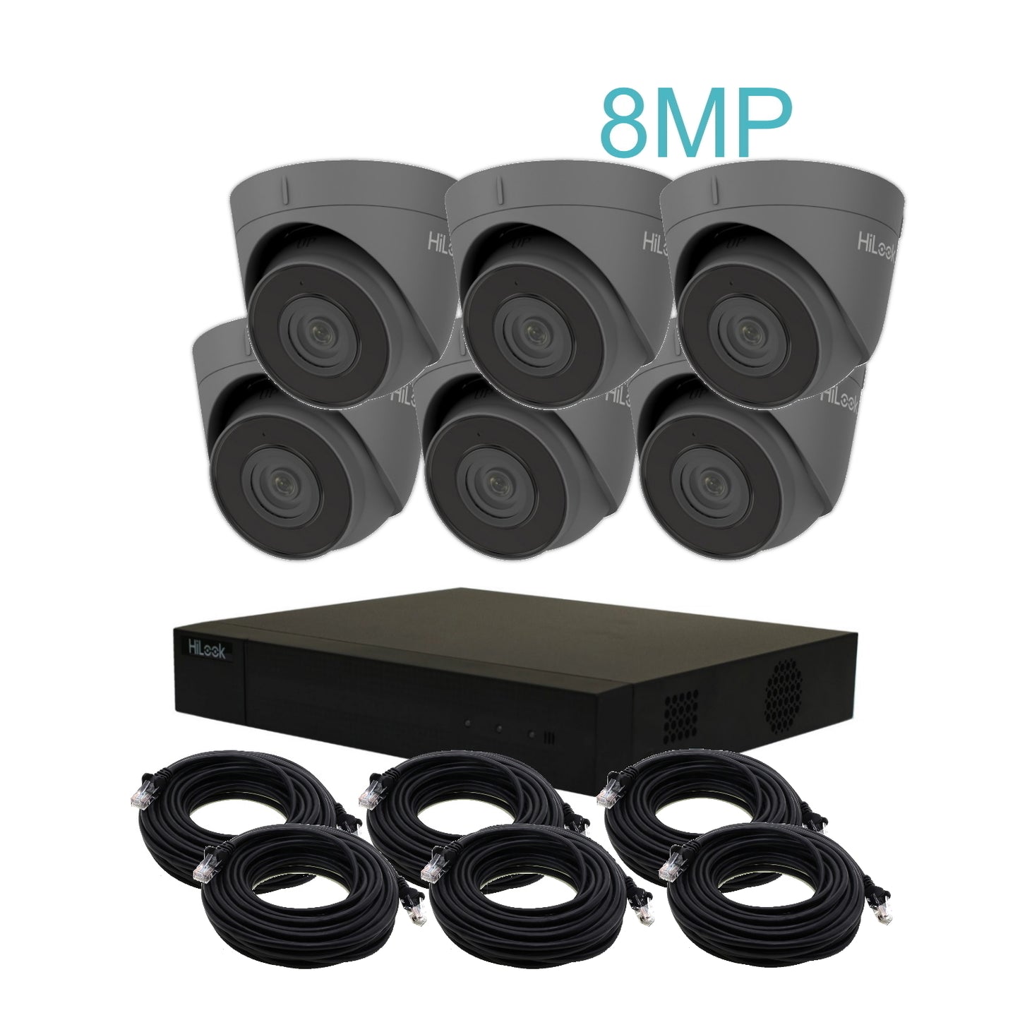 8MP 4K HiLook IP POE CCTV Kit With 6 Cameras, Built-in Mic, 4TB HDD & Ready Made Cables