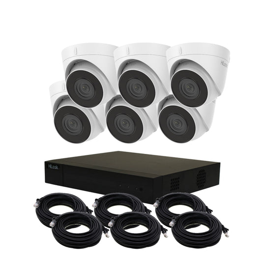 8MP 4K HiLook IP POE CCTV Kit With 6 Cameras, Built-in Mic, 4TB HDD & Ready Made Cables