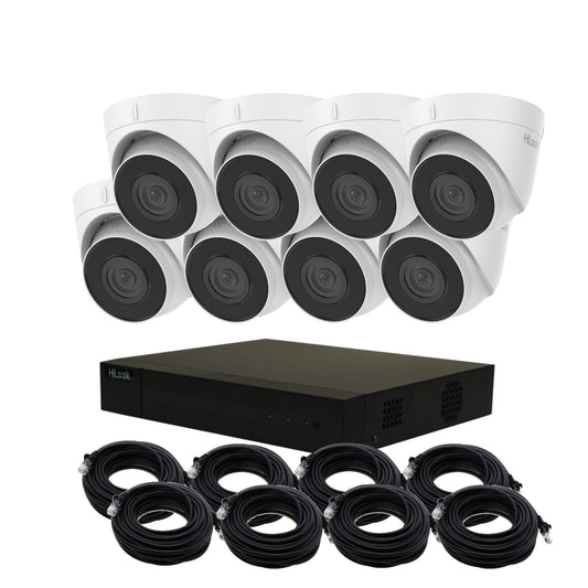8MP 4K HiLook IP POE CCTV Kit With 8 Cameras, Built-in Mic, 4TB HDD & Ready Made Cables