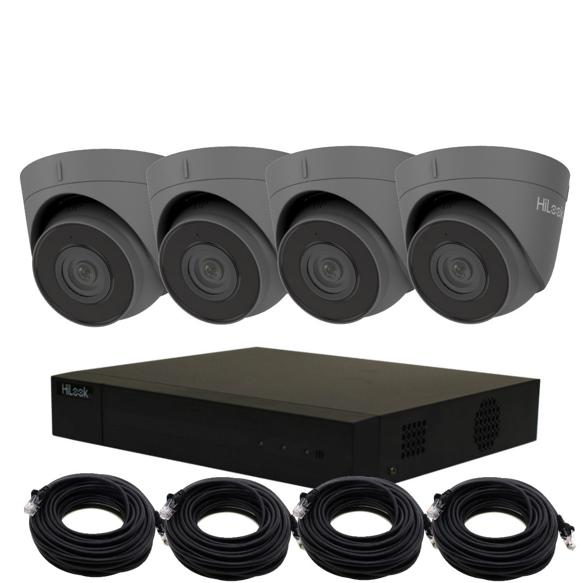 8MP 4K HiLook IP POE CCTV Kit With 4 Cameras, Built-in Mic, 2TB HDD & Ready Made Cables