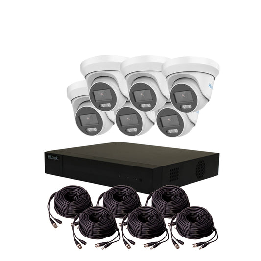 5MP HiLook ColorVu TVI CCTV Kit With 6 Cameras, Built-in Mic, 4TB HDD & Ready Made Cables