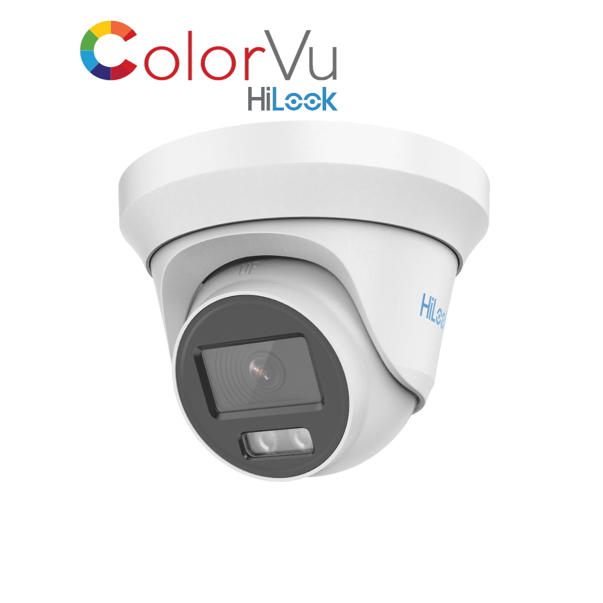 THC-T259-MS 2.8mm HiLook 5MP HD-TVI ColorVu analogue turret camera with built-in mic and 40m LED in white or grey