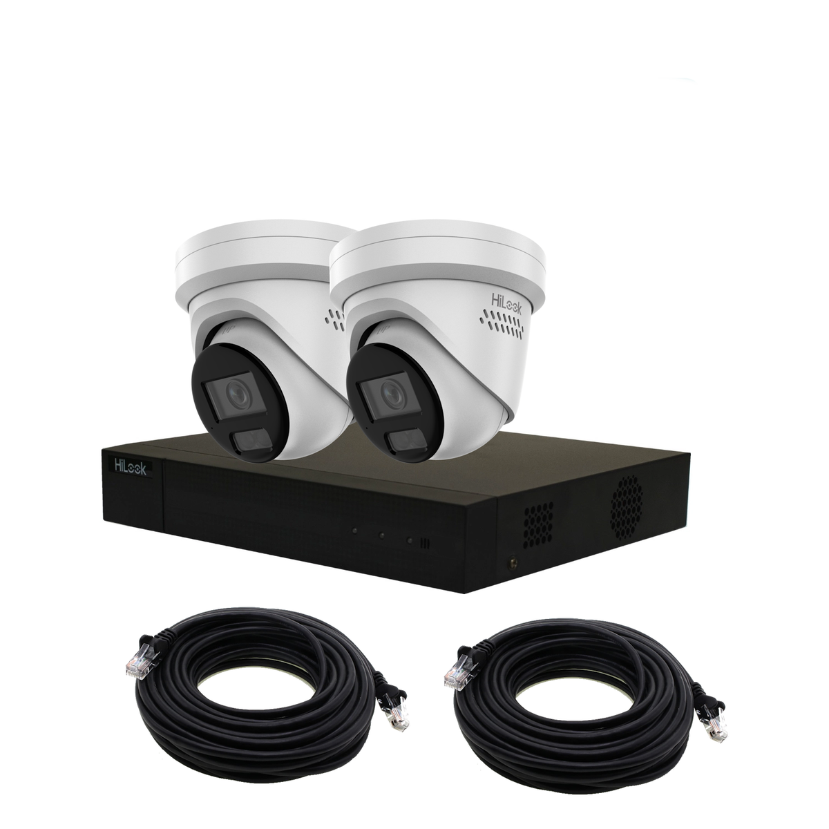 12MP HiLook Hybrid IP POE CCTV Kit With 2 Cameras, Two-way Audio, 2TB HDD & Ready Made Cables