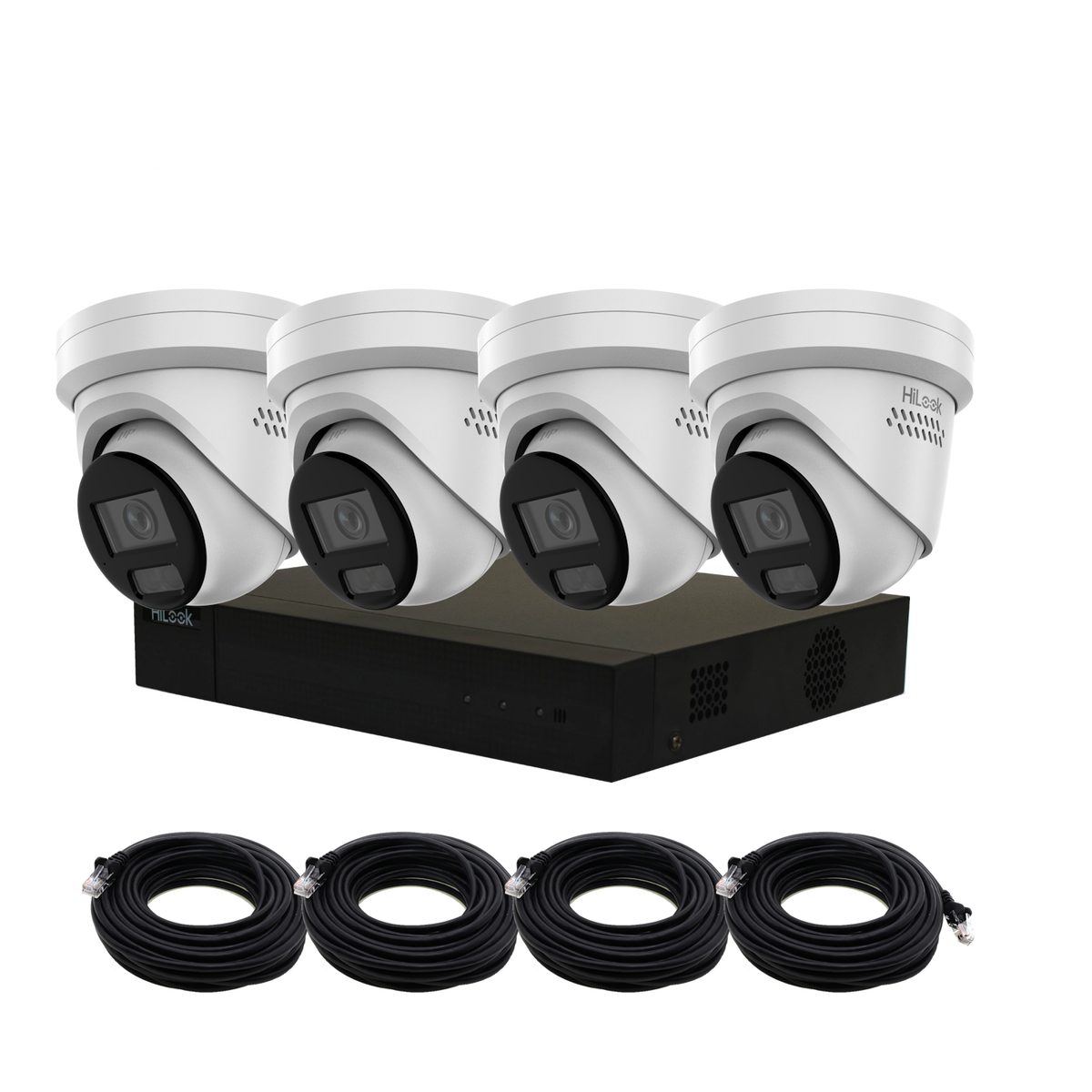 12MP HiLook Hybrid IP POE CCTV Kit With 4 Cameras, Two-way Audio, 4TB HDD & Ready Made Cables