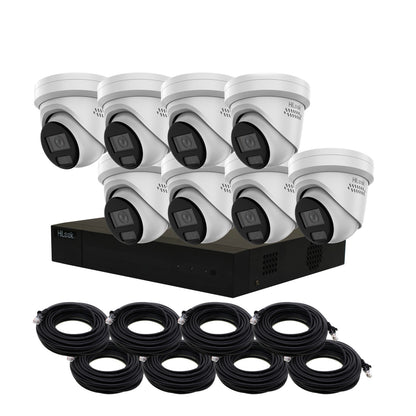 12MP HiLook Hybrid IP POE CCTV Kit With 8 Cameras, Two-way Audio, 8TB HDD & Ready Made Cables