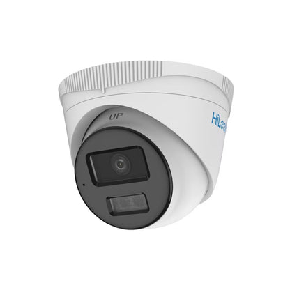 IPC-T249HA-LU 2.8mm HiLook 4MP Hybrid ColorVu & IR IP POE network turret camera with 30m IR & LED, built-in mic