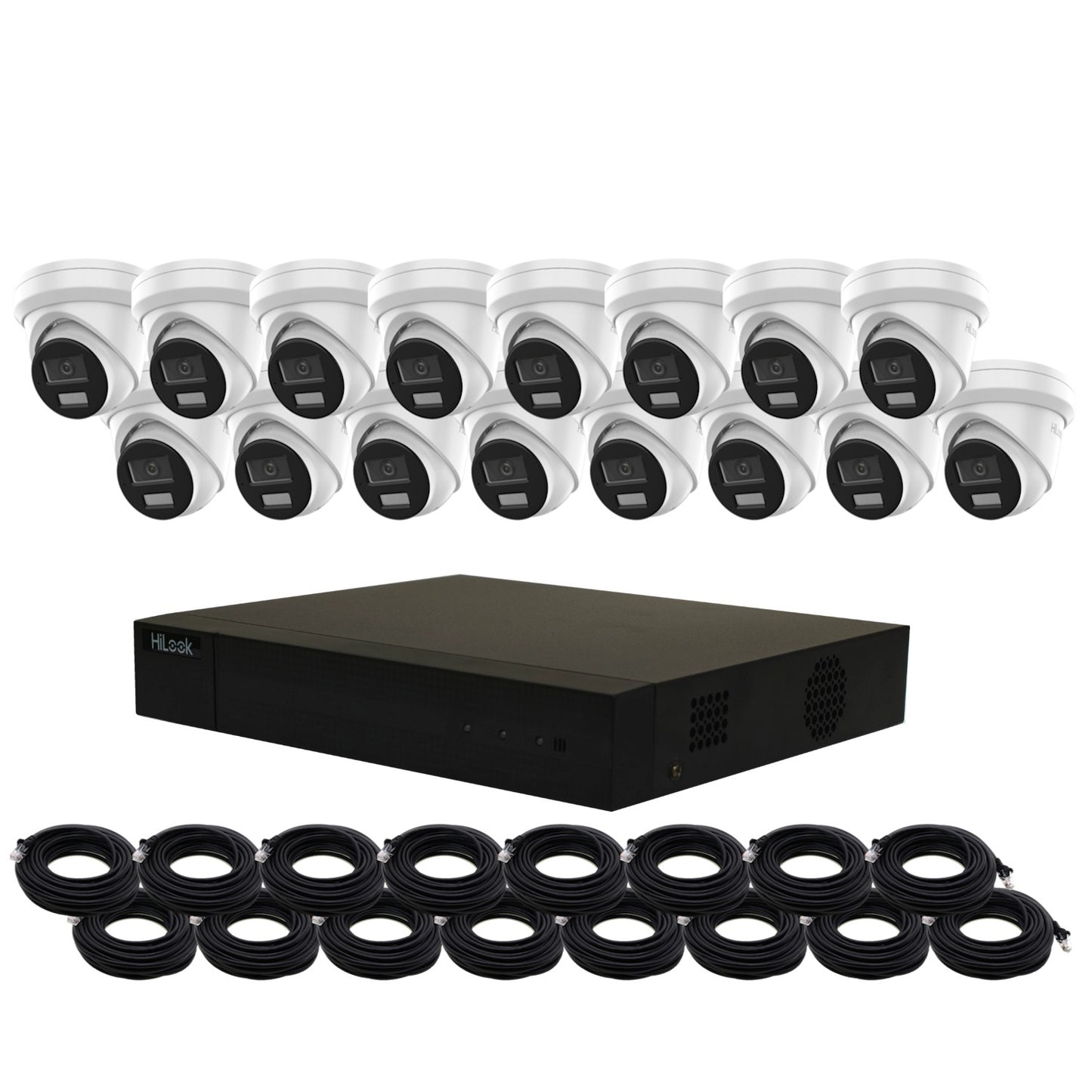 5MP HiLook ColorVu IP POE CCTV Kit With 16 Cameras, Built-in Mic, 8TB HDD & Ready Made Cables