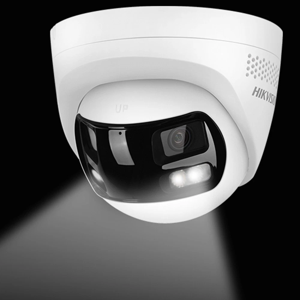 IPC-T280HAD-LUF/SL 2.8mm HiLook 8MP 180 Degrees Hybrid IP POE network turret camera with 30m IR & LED, Two-way Audio