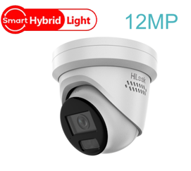 IPC-T2120HAP-LUF/SL 2.8mm HiLook 12MP Hybrid IP Network Turret Camera with Two-way Audio, Siren & Strobe and 30m IR & White Light