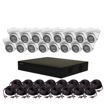 5MP HiLook ColorVu TVI CCTV Kit With 16 Cameras, Built-in Mic, 8TB HDD & Ready Made Cables