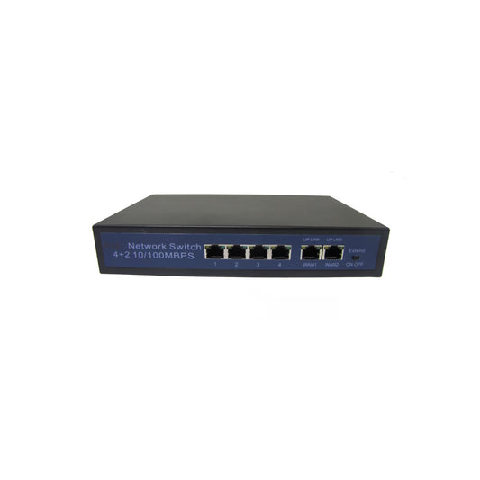 POE004P006 4 Port POE 100Mbps Switch + 2 Uplink Ports with extended mode up to 200m