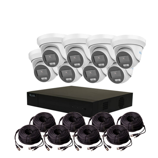 5MP HiLook ColorVu TVI CCTV Kit With 8 Cameras, Built-in Mic, 4TB HDD & Ready Made Cables